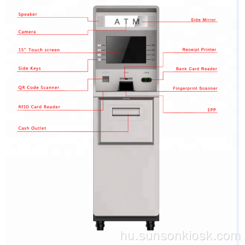 Önkiszolgáló kiszállási kioszk gép ATM